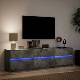 Berkfield Home TV Cabinet with LED Concrete Grey 180x34x50 cm Engineered Wood - Size: 180 x 34 x 50 cm - thumbnail 5