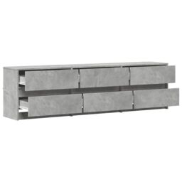 Berkfield Home TV Cabinet with LED Concrete Grey 180x34x50 cm Engineered Wood - Size: 180 x 34 x 50 cm - thumbnail 6