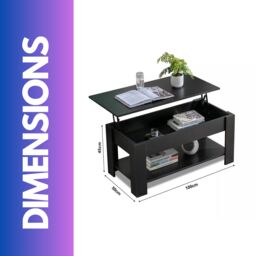 Rafaelo Mobilia Industrial Lift Top Coffee Table With Hidden Storage Black - thumbnail 6