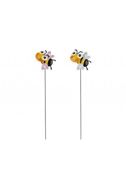 KDMD Metal Happy Bee Stake Assorted Product 4 Pack in Yellow - image 1
