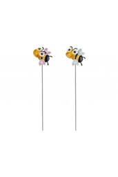 KDMD Metal Happy Bee Stake Assorted Product 4 Pack in Yellow