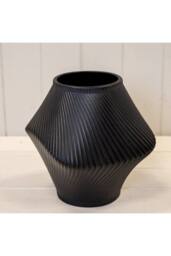 KDMD Short Graphite Sculptural Ribbed Vase in Black - thumbnail 1