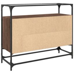 Berkfield Home Sideboard with Glass Top Brown Oak 98x35x81 cm Engineered Wood - Size: 98 x 35 x 81 cm - thumbnail 6