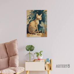 "Artery8 Devon Rex Cat With Floral Pattern Fur Canvas Wall Art Print - Size: W18"" x H24""" - thumbnail 3