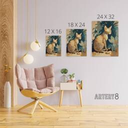 "Artery8 Devon Rex Cat With Floral Pattern Fur Canvas Wall Art Print - Size: W18"" x H24""" - thumbnail 4