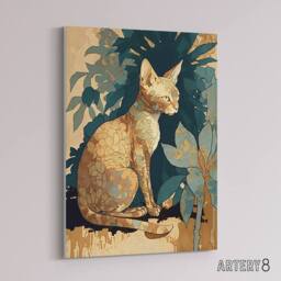 "Artery8 Devon Rex Cat With Floral Pattern Fur Canvas Wall Art Print - Size: W18"" x H24""" - thumbnail 2