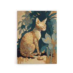 "Artery8 Devon Rex Cat With Floral Pattern Fur Canvas Wall Art Print - Size: W18"" x H24""" - thumbnail 1