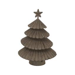 Lemon Pavilion Furniture and Decor Rustic Layered Christmas Tree with Star - L6 x W14 x H19 cm - Silver in White