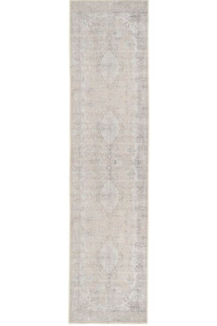 Kukoon Beige Traditional Distressed Hallway Runner Rug Non Slip & Washable - Size: 60 cm x 240 cm - image 1