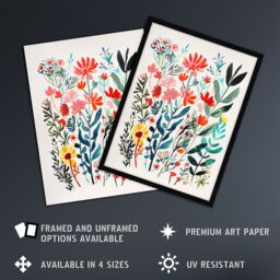 "Artery8 Spring Wildflowers Bright Abstract Watercolour Wall Art Print - Size: W18"" x H24""" - thumbnail 2