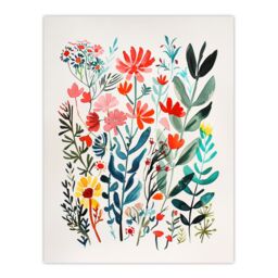"Artery8 Spring Wildflowers Bright Abstract Watercolour Wall Art Print - Size: W18"" x H24""" - thumbnail 1