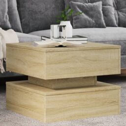 Berkfield Home Coffee Table with LED Lights Sonoma Oak 50x50x40 cm in Brown - Size: 50 x 50 x 40 cm - thumbnail 1