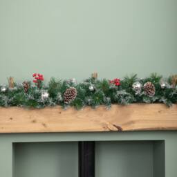 Samuel Alexander 1.8m (6ft) Dressed Christmas Garland with Silver Baubles Pinecones & Berries in Green - thumbnail 7