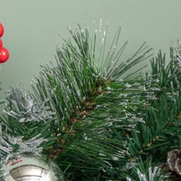 Samuel Alexander 1.8m (6ft) Dressed Christmas Garland with Silver Baubles Pinecones & Berries in Green - thumbnail 8
