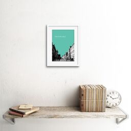 "Artery8 Wall Art Print Royal Mile Edinburgh Scotland Famous Street Teal Framed Art in White - Size: W7"" x H9""" - thumbnail 2