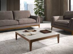 Angel Cerda Square Coffee Table 100x100x30 cm White Porcelain in Brown - Size: 100 x 100 x 30 cm - thumbnail 3