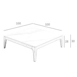 Angel Cerda Square Coffee Table 100x100x30 cm White Porcelain in Brown - Size: 100 x 100 x 30 cm - thumbnail 7