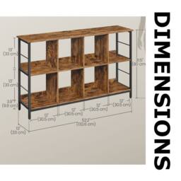 Pirlo Plush Industrial 3 Tier Wide Bookcase Storage Shelves Unit in Brown - thumbnail 8