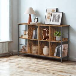 Pirlo Plush Industrial 3 Tier Wide Bookcase Storage Shelves Unit in Brown - thumbnail 6