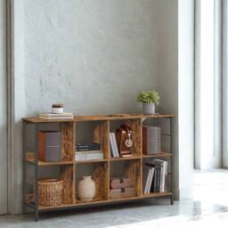 Pirlo Plush Industrial 3 Tier Wide Bookcase Storage Shelves Unit in Brown - thumbnail 5