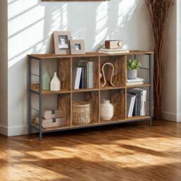 Pirlo Plush Industrial 3 Tier Wide Bookcase Storage Shelves Unit in Brown - thumbnail 2