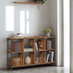 Pirlo Plush Industrial 3 Tier Wide Bookcase Storage Shelves Unit in Brown - thumbnail 1