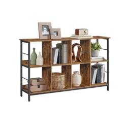 Pirlo Plush Industrial 3 Tier Wide Bookcase Storage Shelves Unit in Brown - thumbnail 7