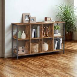 Pirlo Plush Industrial 3 Tier Wide Bookcase Storage Shelves Unit in Brown - thumbnail 4