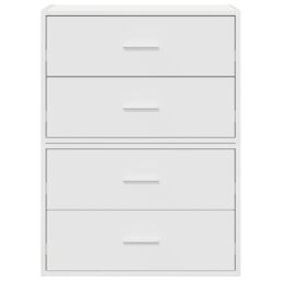 Berkfield Home Cabinets with 2 Drawers 2 pcs White 60x31x40 cm Engineered Wood - Size: 60 x 31 x 40 cm - thumbnail 4