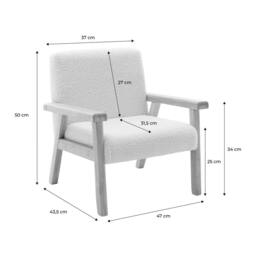 sweeek Children's scandi-style armchair in boucle fabric, rubberwood in Mustard - thumbnail 5