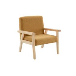 sweeek Children's scandi-style armchair in boucle fabric, rubberwood in Mustard - thumbnail 2
