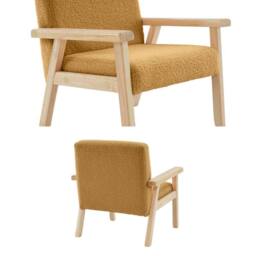 sweeek Children's scandi-style armchair in boucle fabric, rubberwood in Mustard - thumbnail 7