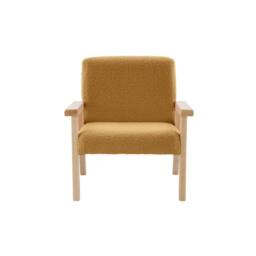 sweeek Children's scandi-style armchair in boucle fabric, rubberwood in Mustard - thumbnail 6