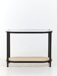 Orsina Cebu Rattan & Glass 2 Tier Console Table in Black - thumbnail 4