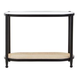 Orsina Cebu Rattan & Glass 2 Tier Console Table in Black