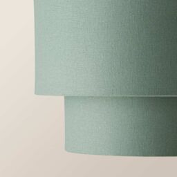 ValueLights Jodie Linen Two Tier Easy Fit Drum Ceiling Pendant Light Lamp Shade in Pale Green - thumbnail 4