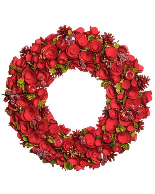 Dibor 46cm Traditional Large Red Rose Xmas Decor Front Door Christmas Wreath - image 1