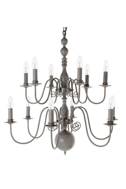 Netlighting Bologna Flemish Light Grey 12 Arm Chandelier