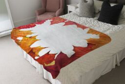Benjamin Tate Design Red Autumn Border Blanket in Natural - Size: 120 cm x 150 cm - thumbnail 3