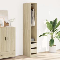 Berkfield Home Wardrobe Sonoma Oak 30x50x200 cm Engineered Wood in Brown - Size: 30 x 50 x 200 cm - thumbnail 3