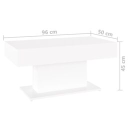 Berkfield Home Coffee Table White 96x50x45 cm Engineered Wood - Size: 96 x 50 x 45 cm - thumbnail 6