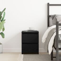 Berkfield Home Bedside Cabinet with Drawers Black Oak 30x30x40 cm - Size: 30 x 30 x 40 cm - thumbnail 4