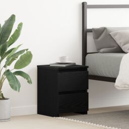 Berkfield Home Bedside Cabinet with Drawers Black Oak 30x30x40 cm - Size: 30 x 30 x 40 cm