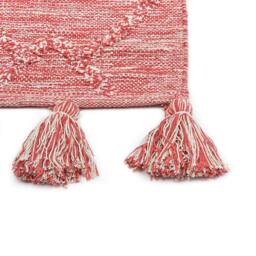 Wyld and Coco Hand Tufted Cotton Area Rug Red and White Geometric Tassels - Size: 140 cm x 200 cm - thumbnail 6