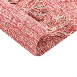 Wyld and Coco Hand Tufted Cotton Area Rug Red and White Geometric Tassels - Size: 140 cm x 200 cm - thumbnail 5