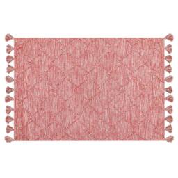 Wyld and Coco Hand Tufted Cotton Area Rug Red and White Geometric Tassels - Size: 140 cm x 200 cm - thumbnail 3