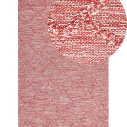 Wyld and Coco Hand Tufted Cotton Area Rug Red and White Geometric Tassels - Size: 140 cm x 200 cm - thumbnail 2