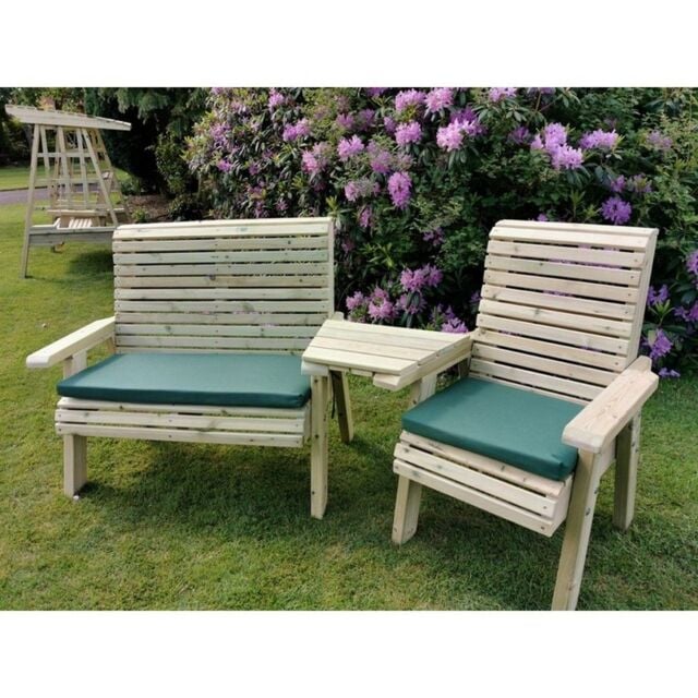 Churnet Valley Garden Furniture Ltd Ergo Trio Set Straight Tray - Timber - Set of Cushions Inc in Brown - image 1