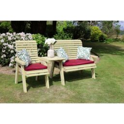 Churnet Valley Garden Furniture Ltd Ergo Trio Set Straight Tray - Timber - Set of Cushions Inc in Brown - thumbnail 4