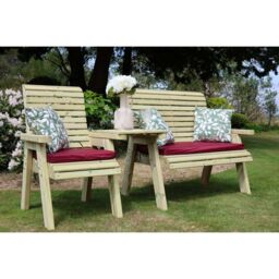Churnet Valley Garden Furniture Ltd Ergo Trio Set Straight Tray - Timber - Set of Cushions Inc in Brown - thumbnail 3